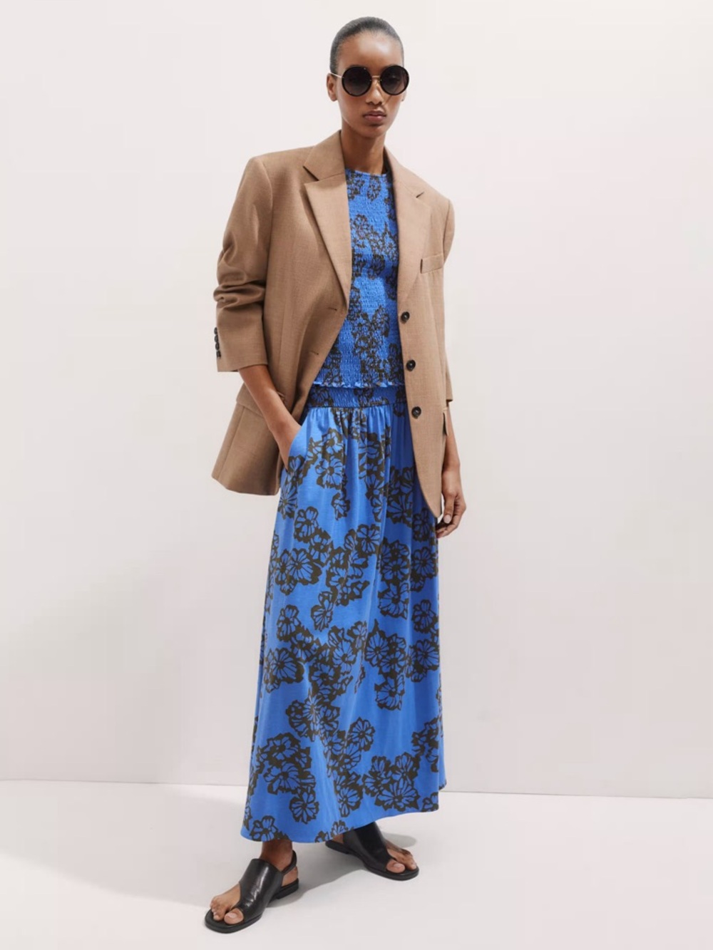 ME + EM Stencil Bloom Print Tiered Maxi Skirt/top